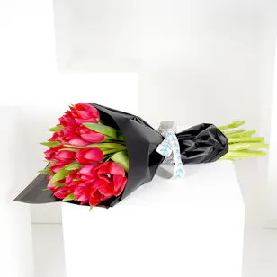 20 Red Tulips Hand Bouquet