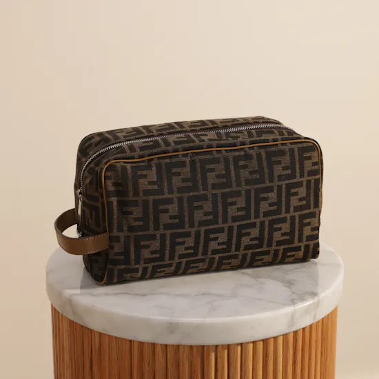Fendi Toiletry Jacquard Brown Case