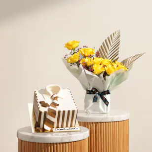 Floward Super Dad Cake | Radiant Bliss Flower Bouquet