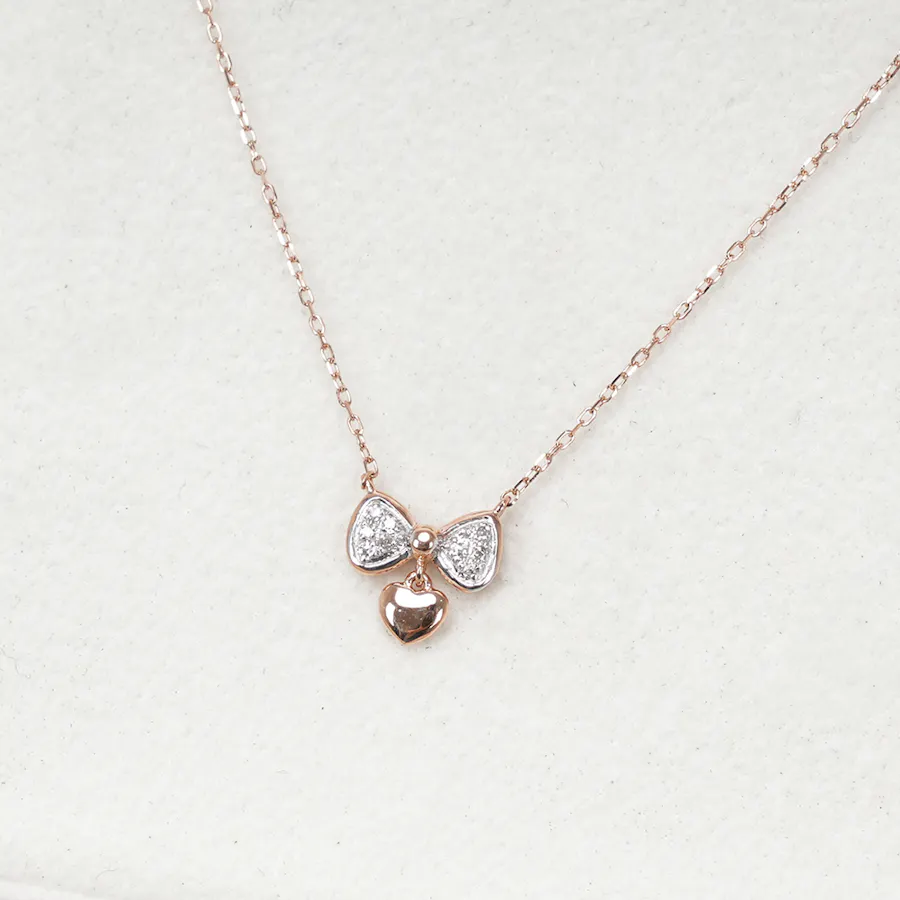 Heart Rose Necklace Studded with White Diamonds 1