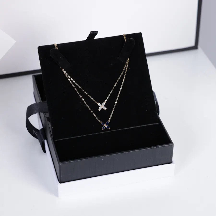 Nava Gold Necklace | Purple Flowers  3