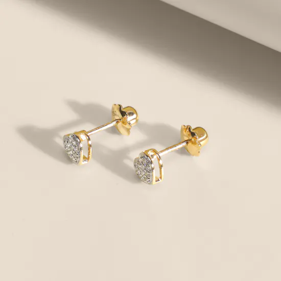Damas Ara Bambi Heart Yellow Gold Diamond Earrings