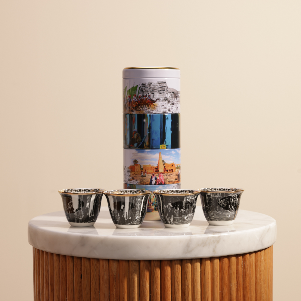 طقم فناجين سيراميك الخبر بداية النفط  من أرتفيينا 