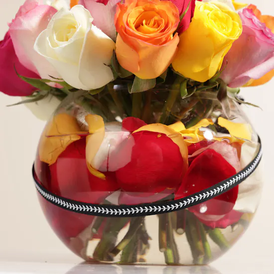 Happy Birthday Mixed Roses Vase