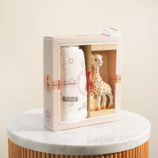 Peek A Boo Sophie La Giraffe Girafe Toy and Swaddle Baby Set