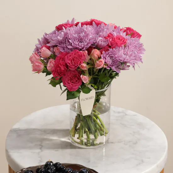 Floward Chocolate Blueberry Birthday Cake | Glam Flower Vase