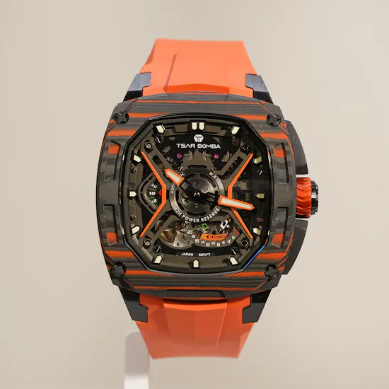 Tsar Bomba Dark Matter Automatic Carbon Fiber Orange Men's Watch