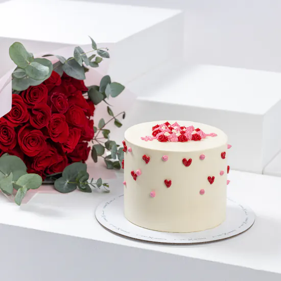 Floward Pink and Red Heart Cake | Romantic Roses