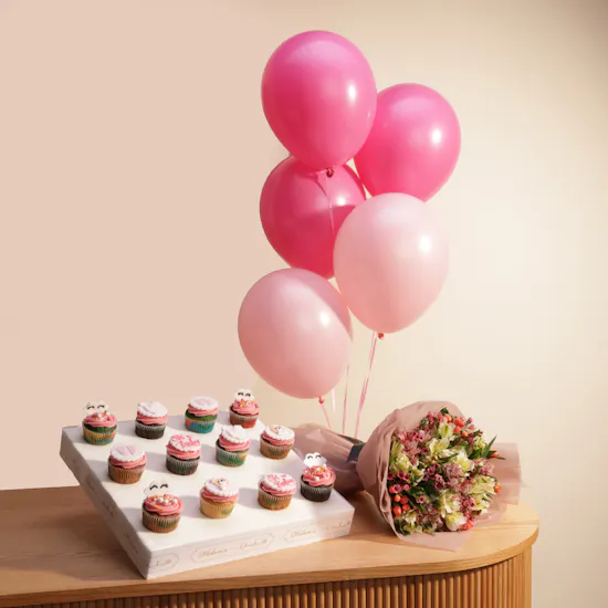 Helen's Bakery Baby Girl Cupcake | Festive Flowers Bouquet