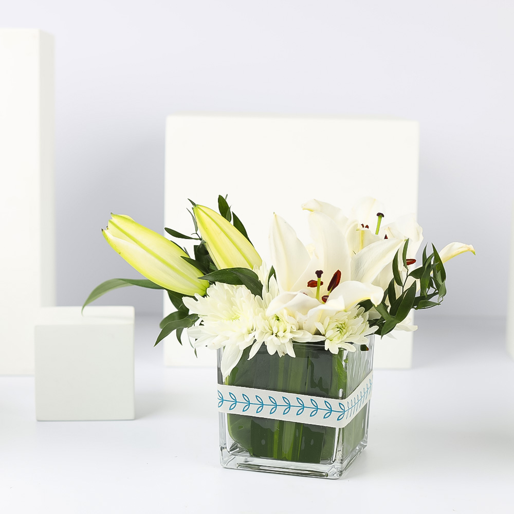 White Flowers Vase