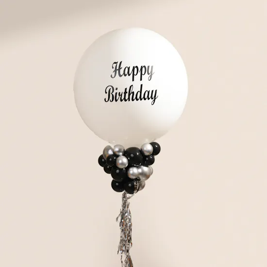 Balloonizer Happy Birthday Black and White Balloons Set