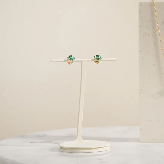 Pandora Green Lucky Clover Stud Earrings and Necklace Set