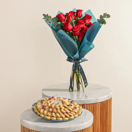 Baraka Dates Eid Mubarak Kuwaiti Ghuraiba Tray | Charming Flowers