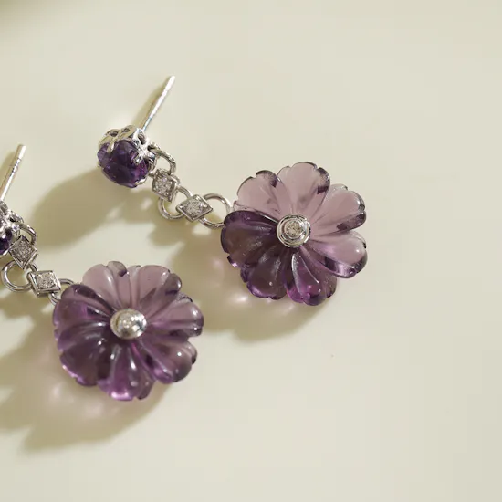 Izmirian Jewellery Amethyst Flora Diamond Earrings