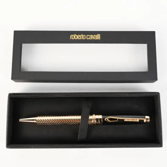Roberto Cavalli Writing Pen | Gold Color & Black Lacquer