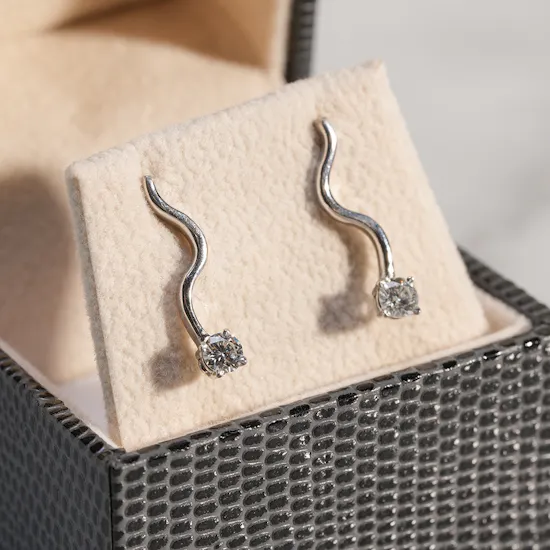 Gold Land Single Diamond Long Earrings