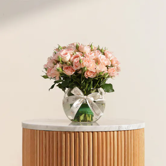 Blush Elegance Baby Roses Vase