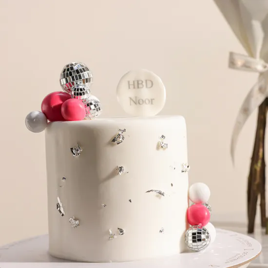December Cake Disco Birthday Customized Name Cake | Tender Flowers