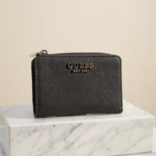 Guess Black Laurel II Slg Zip Around Card Case Women's Wallet