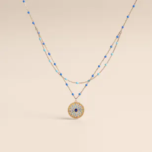 Damas Amelia Athens Gold Necklace with Blue and White Mother of Pearl Damas Amelia Athens Gold Necklace with Blue and White Mother of Pearl