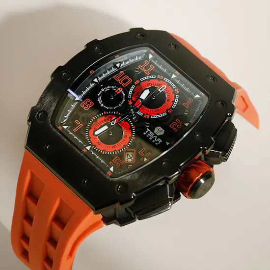 Tsar Bomba Elemental Quartz Black Orange Men's Watch