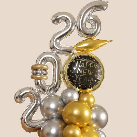 Balloonizer Happy New Year Gold and Silver Balloon Set