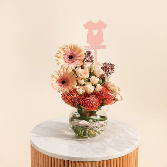 Welcome Baby Girl Flowers Vase