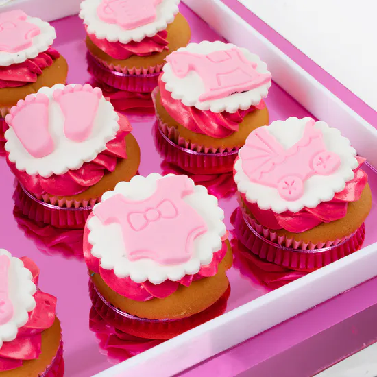 New Baby Girl Chocolate Cupcakes | Roses