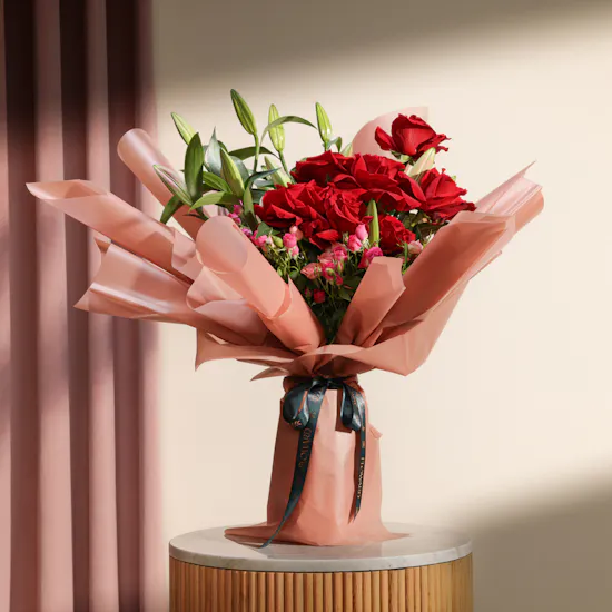 Striking Crimson Floral Bouquet by September Studio