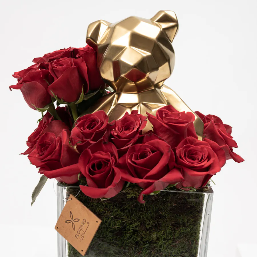 Teddy Bear | Red Roses Vase 3