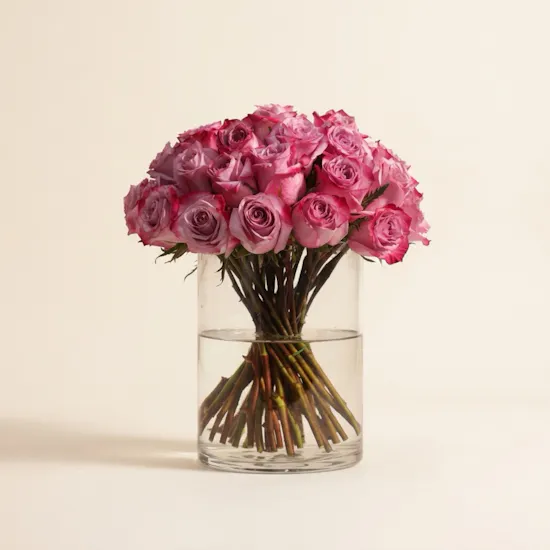 Purple Roses Vase | 35 Flowers
