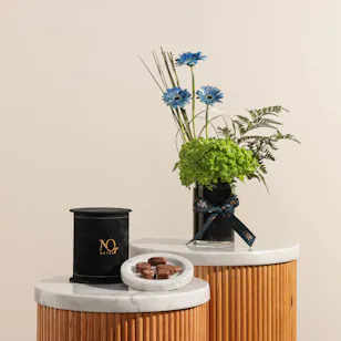  Nor Noyau Round Black Velvet Small Chocolate Box | Regal Tides Flowers