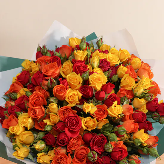 Sunset Blaze Baby Rose Bouquet