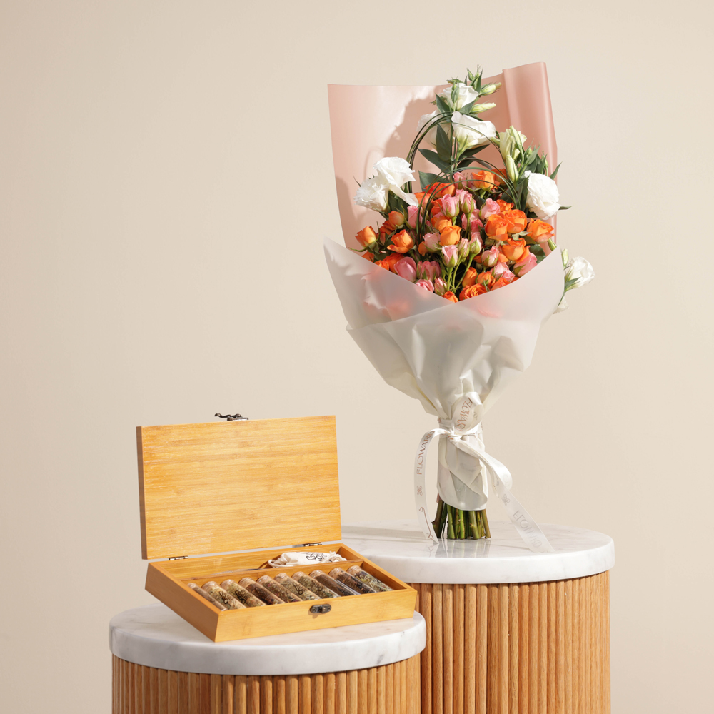 صندوق شاي خشبي من فيل جود تي | زهور الأناقة