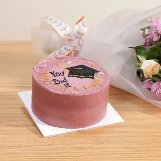 Cake Boutique's You Did It Mini Cake | Pink Flowers