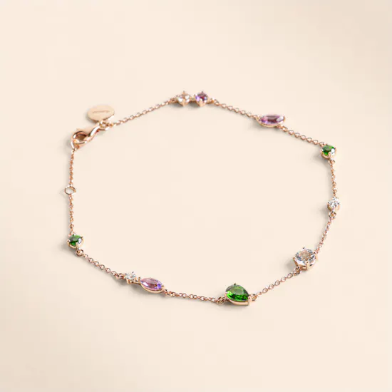 Damas Fireworks Fiesta Diamond and Precious Gem Rose Gold Bracelet