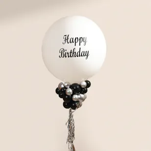  Balloonizer Happy Birthday Black and White Balloons Set