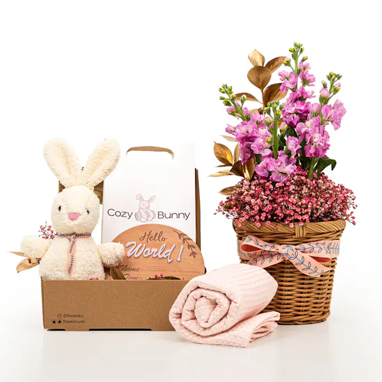 Cozy Bunny Pink Giftset | Flowers