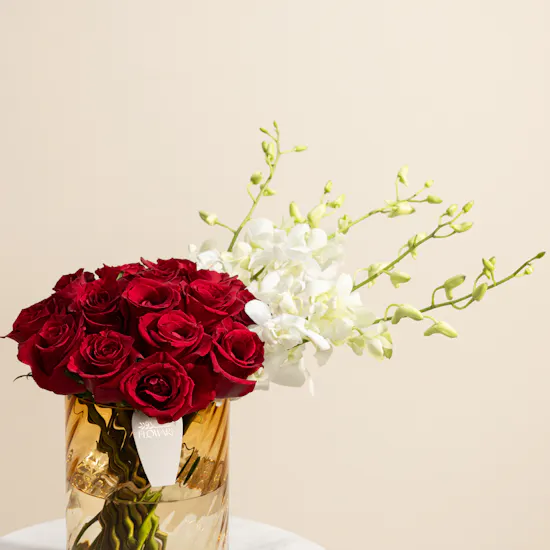 Crimson Blooms Flowers Vase