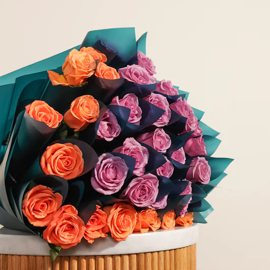 Orange and Purple Roses Favors