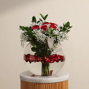 Red Beautiful Flowers Vase