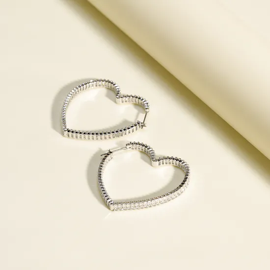 Swarovski Matrix Large Heart Hoop Women's Earrings