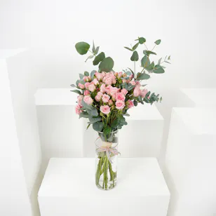 Pink Baby Roses | Glass Vase Pink Baby Roses | Glass Vase