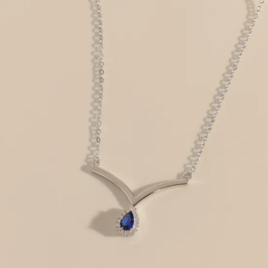 Floward Raindrop Sapphire Stone Necklace