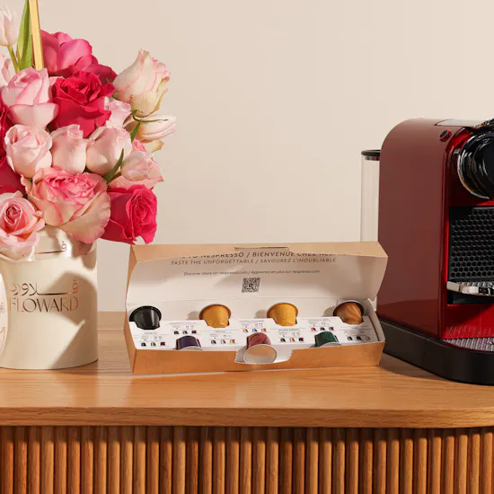 Nespresso Citiz & Milk Cherry Red Coffee Machine | Congratulation Flowers