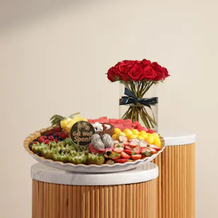 Fruitful Day Deluxe Get Well Soon Berry Twist Platter | Elegant Vase Fruitful Day Deluxe Get Well Soon Berry Twist Platter | Elegant Vase