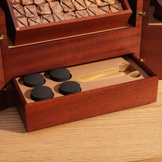 Levo Wooden Cube of Fragrance Serving Box