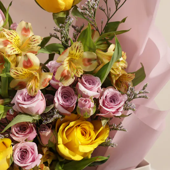 Blushing Sunshine Flower Bouquet