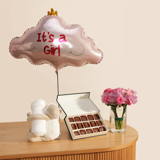 Floward Welcome Baby Girl Gift | Unique Flowers Vase
