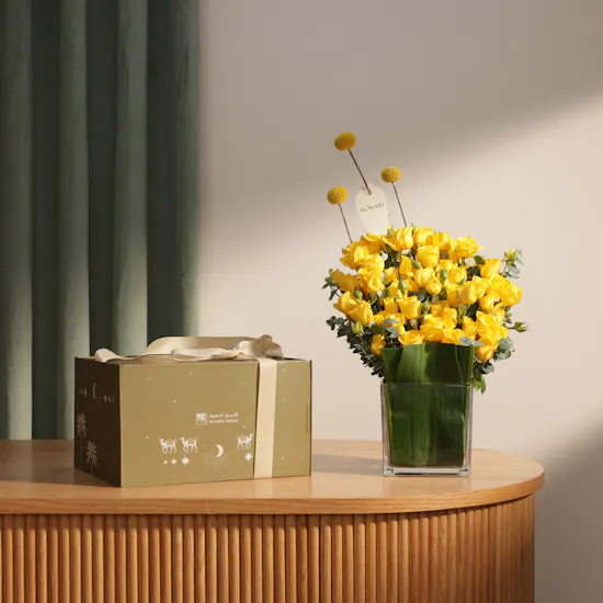 Golden Date Assorted Dates Box | Cheerful Flower Vase